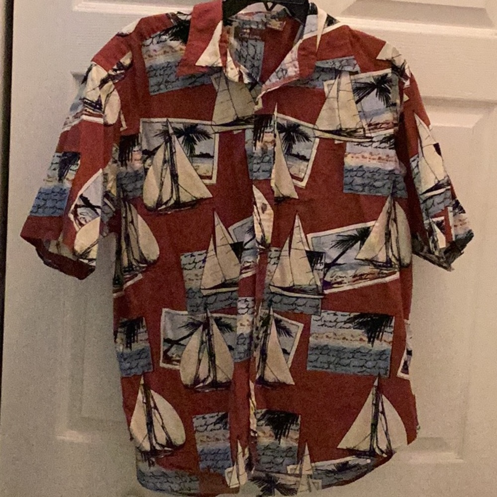 🌴 Men's Short Sleeve Fun Tropical Print Shirt Size Large Closet Must Have 🌴